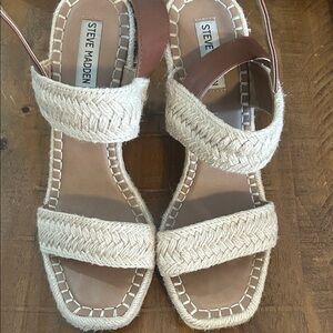 Steve Madden Brown and Cream Espadrille Sandals